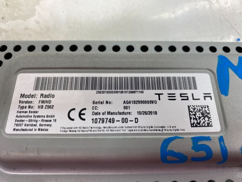 107974900D 2017-2022 Tesla Model 3 FM HD Audio Radio Receiver Control Module 107974900D OEM