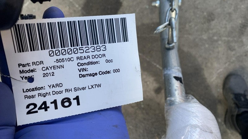 2011-2018 Porsche Cayenne Rear Passenger Side Door Shell Panel Right Silver LX7W