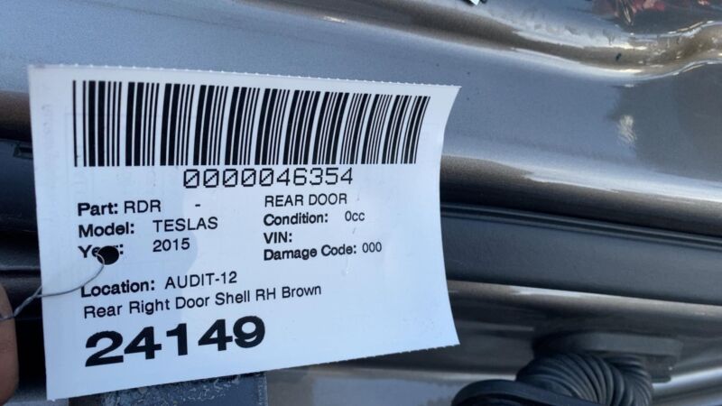 2012-2015 Tesla Model S Rear Passenger Side Door Shell Panel Right RH Brown PPTI