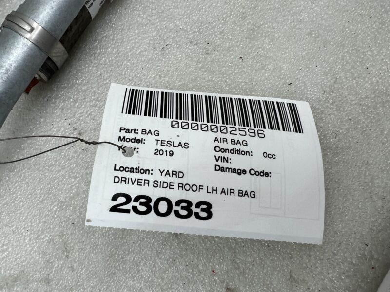 1005261 00 H 2012-2020 Tesla Model S Driver Side Roof Curtain Safety Airbag Left LH Assembly