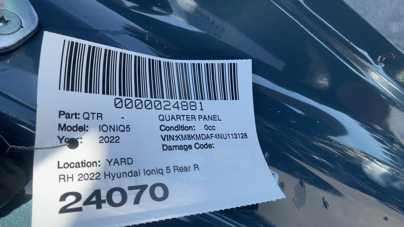 ⭕ 2022 Hyundai Ioniq 5 Rear Passenger Side Quarter Panel Structure Cut Right OEM