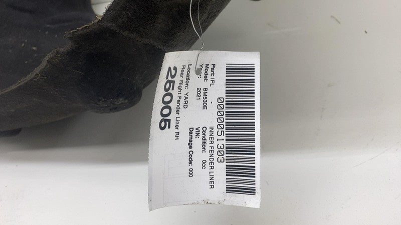 2017-2023 BMW 530e Rear Passenger Inner Wheel Fender Liner Splash Shield Right