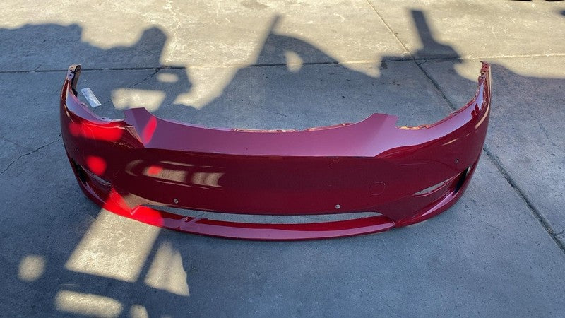 ⭕ 20-23 Model Y Front Bumper Cover Red - PPMR w/ Park Sensor Type 1493