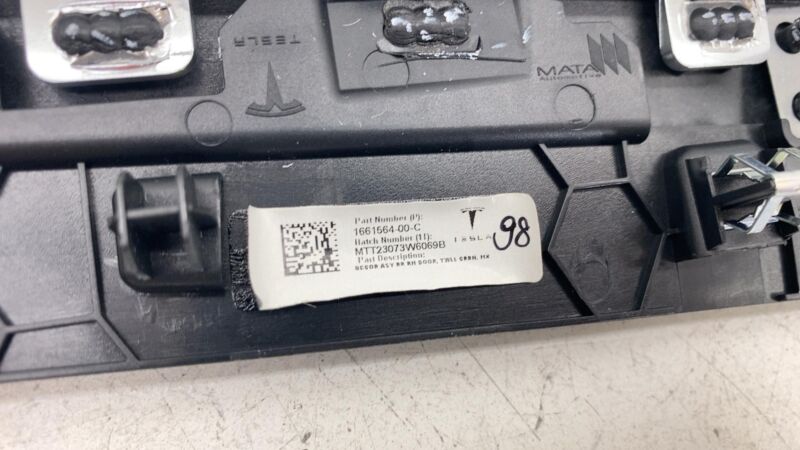 2022 2022 2023 2024 Tesla Model X Plaid Door Carbon Fiber Decor Rear Right Assy