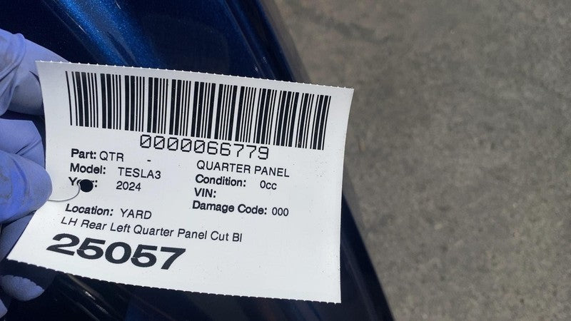 ⭕ 2024 2025 Tesla Model 3 Rear Left Quarter Panel Structural Frame Cut Blue PPSB