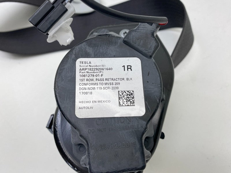 108127901F ⭕ 2017-2023 Tesla Model 3 Front 1st Row Seat Belt & Retractor Right 1081279-01-F