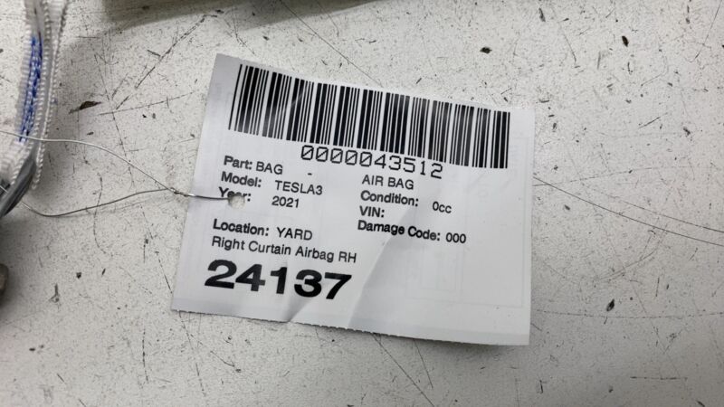 2017-2023 Tesla Model 3 Driver Side Roof Curtain Airbag Module Left LH Assembly