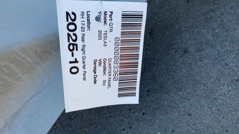 ⭕ 2017-2023 Model 3 Rear Passenger Quarter Panel Skin Structural Cutout Right RH