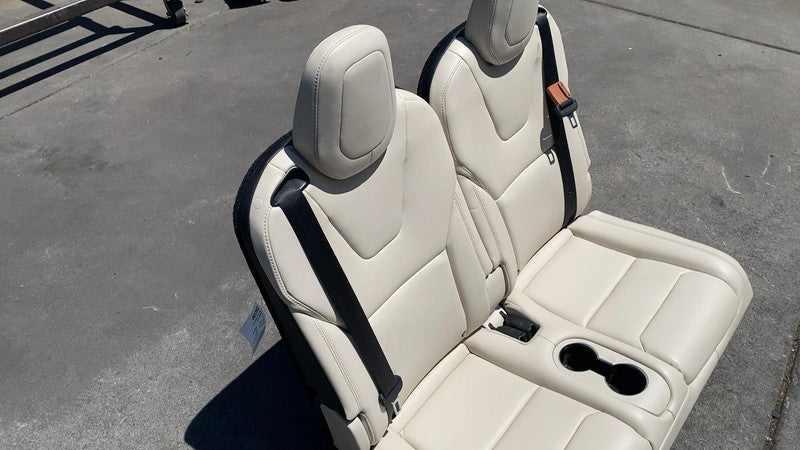 ⭕ 2016-2020 Tesla Model X Rear Left & Right 3rd Row Seat Leather White Assembly