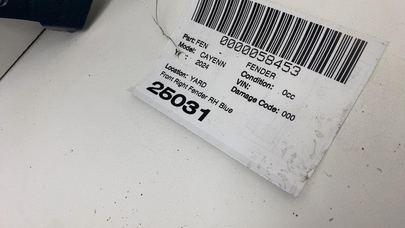 ⭕ 2024 Porsche Cayenne Front Passenger Side Fender Shell Panel Right Assy Blue