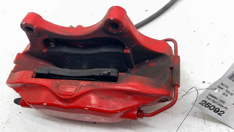 ⭕ 12-20 Tesla Model S Front Passenger Side Caliper Red w/ Brake Hose L