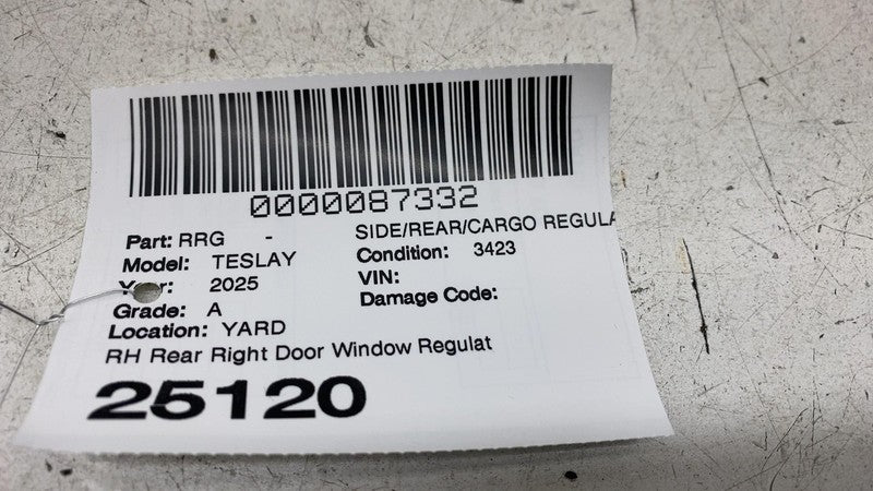 ⭕ 20-24 Model Y Rear Right Door Window Regulator & Motor w/ Carrier 14