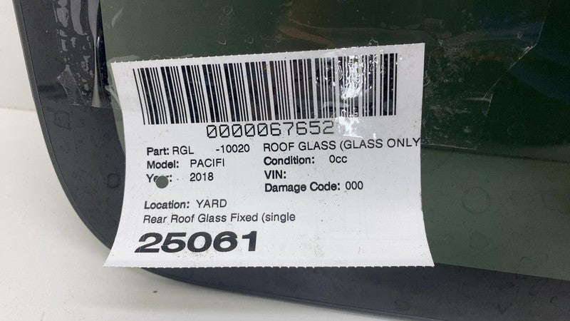 68238495AC ⭕ 2017-2022 Chrysler Pacifica Rear Single Panel Sun Roof Fixed Window Glass Assy