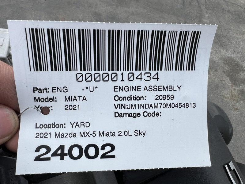 PE31124Z0 2021 Mazda MX-5 Miata 2.0L PE Skyactiv 4Cyl DOHC Engine Assy MX5 21k Miles RWD