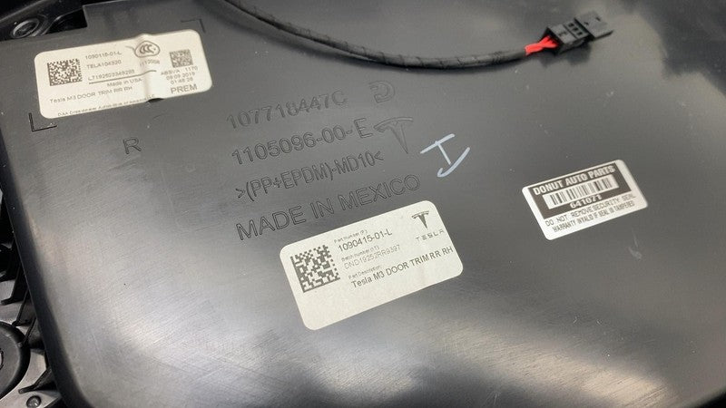 1090415 01 L ⭕ 17-20 Model 3 Rear Passenger Interior Door Panel Trim Card Right 1090415-01-L
