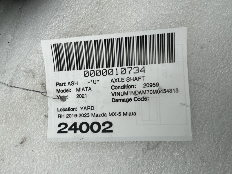 2016-2023 Mazda MX-5 Miata 2.0L RWD Rear Right Psgr Axle Driveshaft RTC4-25-50XA