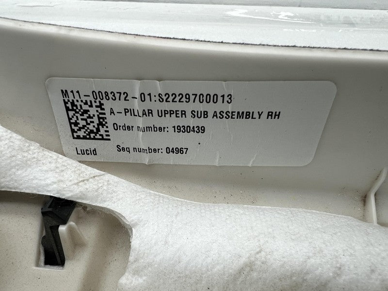 M11-008372-01 ⭕2022-2024 Lucid Air Passenger A-Pillar Cover Trim Upper Right OEM M11-008372-01