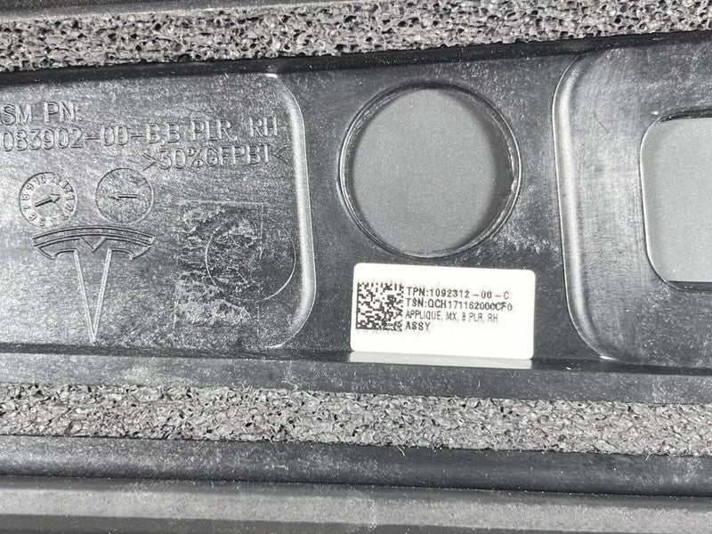 109231200C ⭕16-20 Tesla Model X Right B-Pillar Applique Trim Molding w/ Camera 1092312-00-C