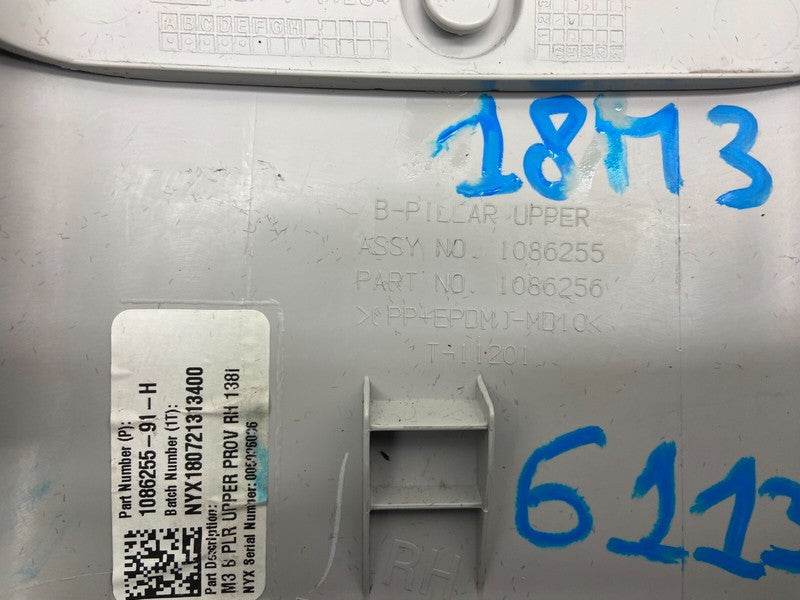 1086255 91 H ⭕17-23 Model 3 Passenger Side B-Pillar Upper Trim Cover Panel Right 1086255-91-H