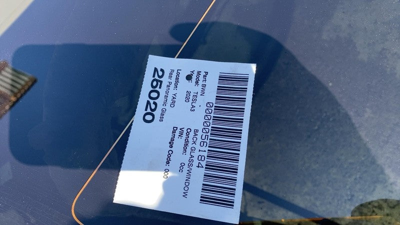 1472925 99 C ⭕ 2017-2020 Tesla Model 3 Rear Trunk Panoramic Backlite Roof Glass Back Section