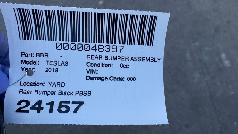 2017-2022 Tesla Model 3 Rear Bumper Cover w/ Park Sensor & Reflector Black PBSB