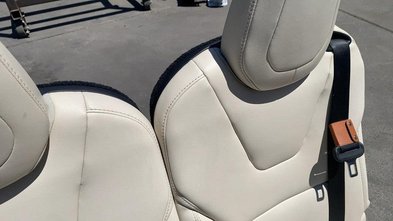 ⭕ 2016-2020 Tesla Model X Rear Left & Right 3rd Row Seat Leather White Assembly