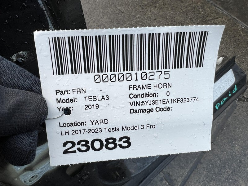 2017-2023 Tesla Model 3 Front Left Apron Frame Rail Structural Cut Black - PBSB