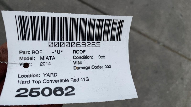 ⭕ 2007-2015 Mazda MX-5 Miata Hard Top Convertible Retractable Assy Red - 41G