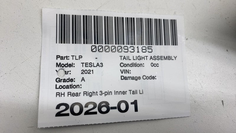 ⭕ 17-23 Tesla Model 3 Rear Right Inner Taillight LED Tail Lamp (3-Pin)