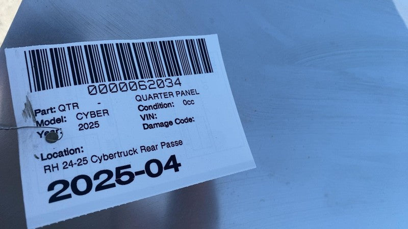 1928317-00-A ⭕24-25 Cybertruck Rear Passenger Right Quarter Panel Fender Sail RH 1928317-00-A