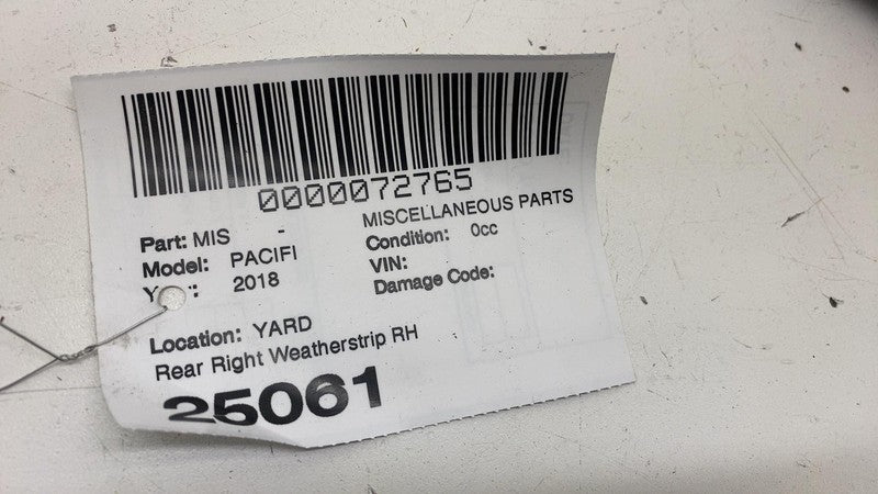 ⭕ 2017-2025 Chrysler Pacifica Rear Right Door Body Weatherstrip Rubber