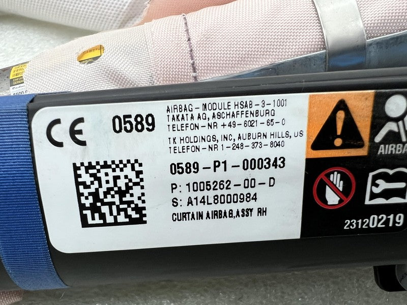 1005262-00-D 2012-2020 Tesla Model S MS Right Passenger Roof Curtain Airbag OEM RH 1005262-00
