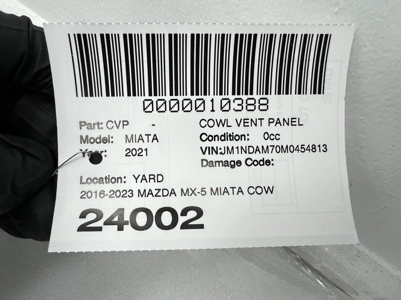 NA1P507S1 2016-2023 Mazda MX-5 Miata Cowl Vent Grille w/ Left & Right Wiper Plastic Cover