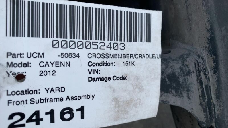 7L0407747A 2011-2018 Porsche Cayenne Front Subframe Crossmember Cradle w/ Stabilizer Bar