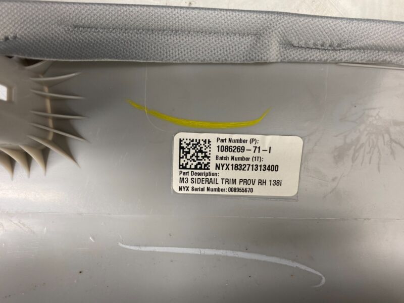 2017-2023 Tesla Model 3 Headliner w/ Left & Right Side Rail Trim Cover Assy Gray