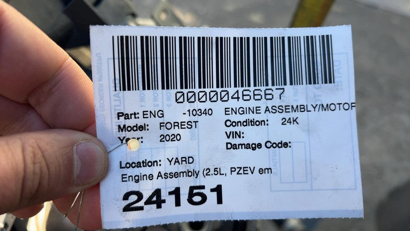 2019-2020 Subaru Forester Engine 2.5L PZEV Assembly (6th VIN = A) 24K miles