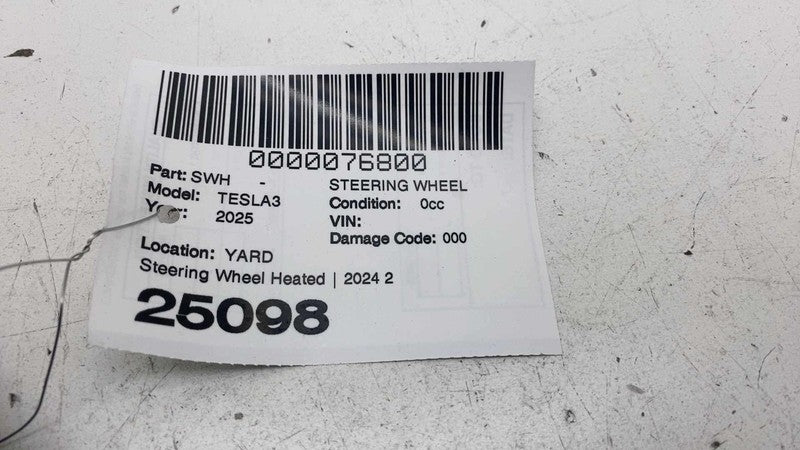 ⭕ 2024 2025 Tesla Model 3 Steering Wheel Leather Black Heated Assy 173