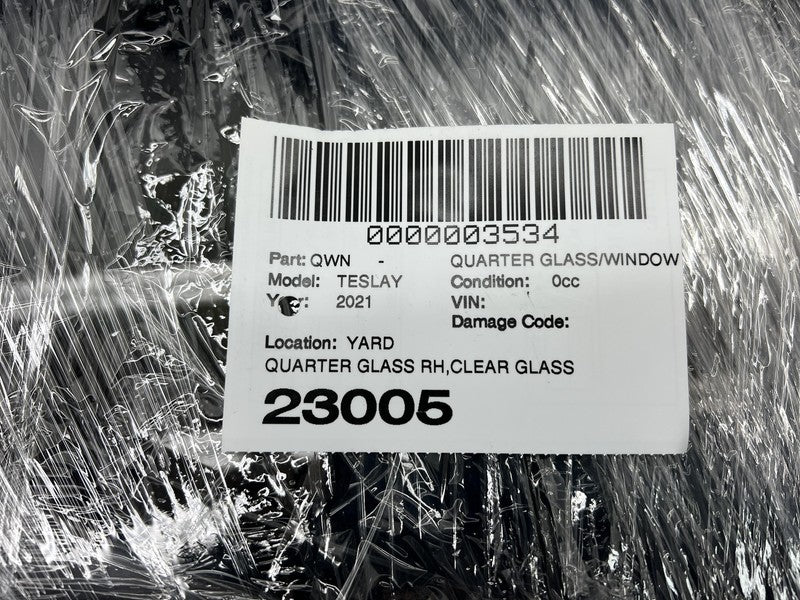 1495745-00 2020-2023 Tesla Model Y MY Rear Passenger Side Quarter QTR Window Glass Right RH