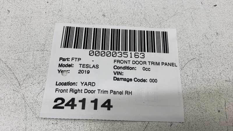 ⭕ 16-20 Model S Front Passenger Side Door Panel Trim Card Right RH 100