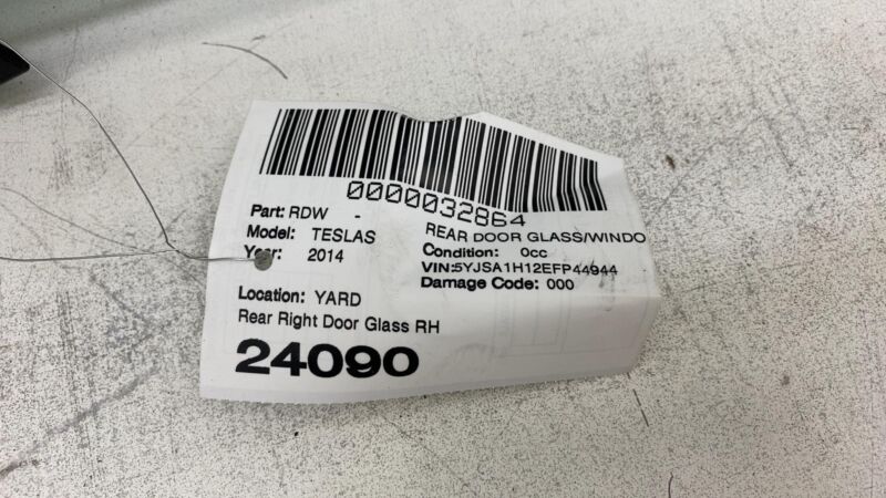 E6 43R-001074 2012-2015 Tesla Model S Rear Passenger Side Door Window Glass Right 43R-001074