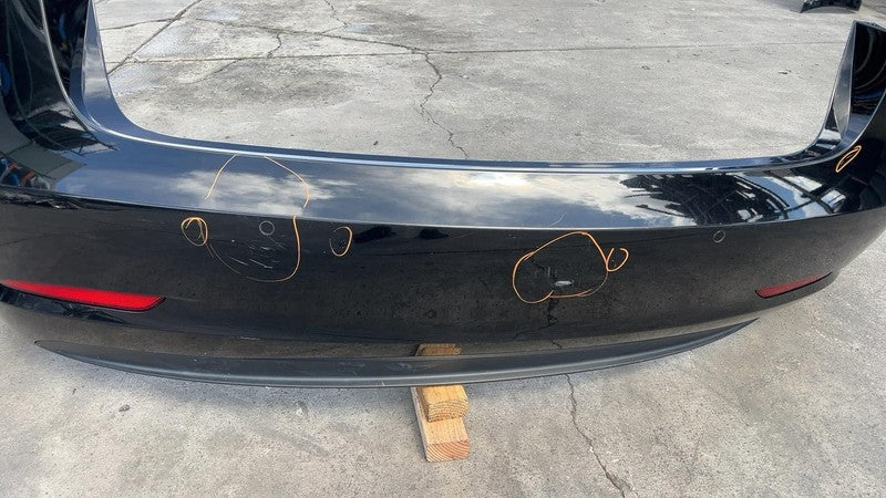 ⭕ 2017-2022 Tesla Model 3 Rear Bumper Cover w/ Park Sensor & Harness Black PBSB