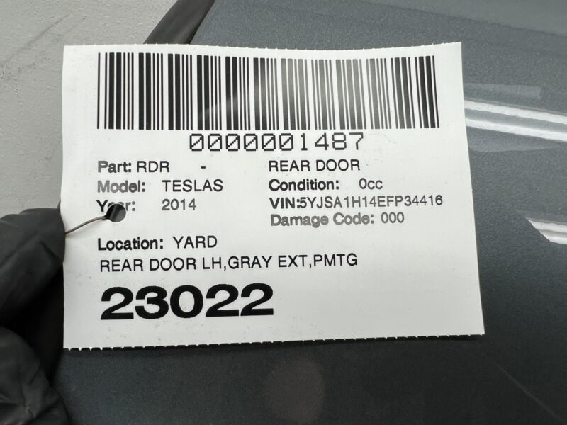 2012-2015 Tesla Model S Rear Driver Side Door Shell Panel Left Assy Gray - PMTG