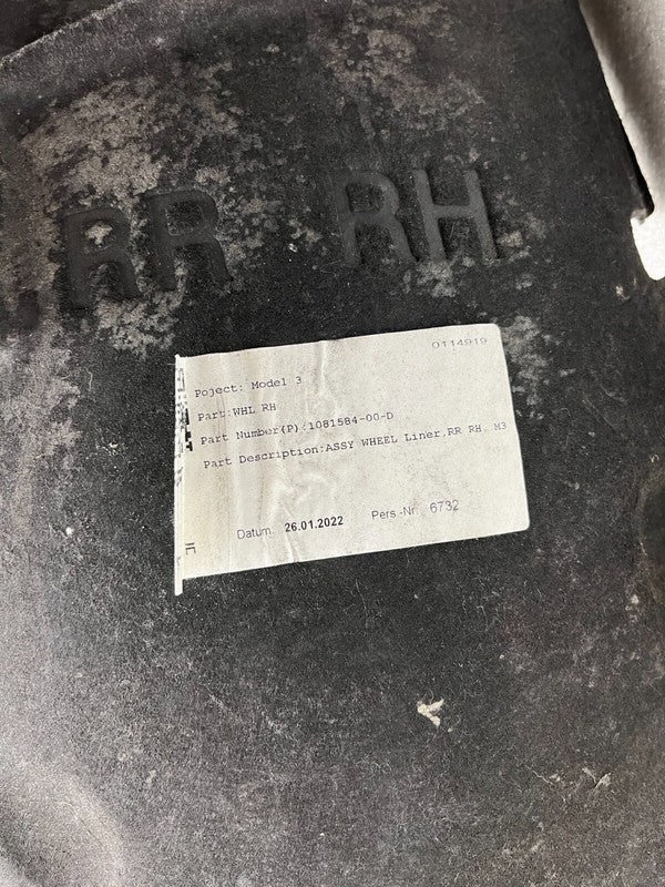 ⭕17-23 Model 3 Rear Right Wheel Fender Liner Splash Shield Guard RH 10