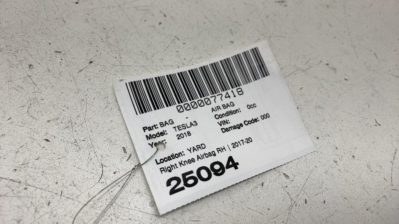 108335000E ⭕ 2017-2023 Tesla Model 3 Right Lower Knee Safety Airbag Module OEM 1077826-00-D