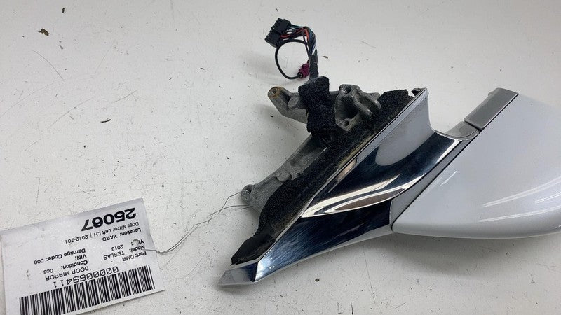 ⭕12-15 Tesla Model S Left Exterior Rear View Door Mirror White PPSW 60