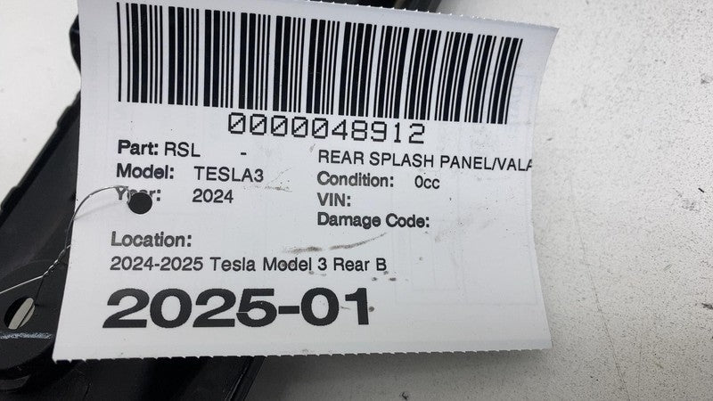 2024 2025 Tesla Model 3 Rear Bumper Lower Valance Splash Shield Undertray Cover
