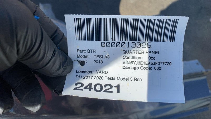 ⭕ 2017-2020 Tesla Model 3 Rear Right Quarter Panel Structural Cut Out Gray PMNG