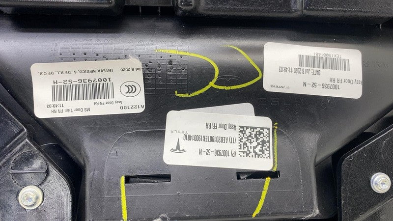 100793672N ⭕ 2016-2020 Model S Front Right Interior Door Panel Trim Card Cover 1007936-72-N