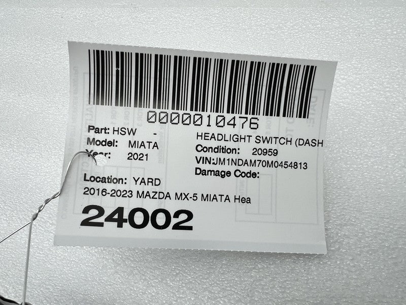 C57VTB112 2016-2023 Mazda MX-5 Miata Headlamp Headlight Switch & Blinker Flasher Indicator