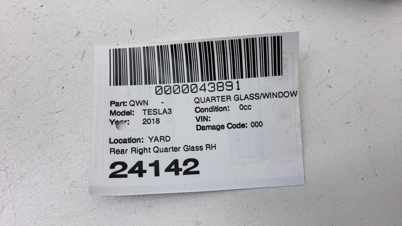 1080706-00 ⭕ 2017-2020 Tesla Model 3 M3 Rear Right Quarter Fixed Window Glass RH 1080706-00